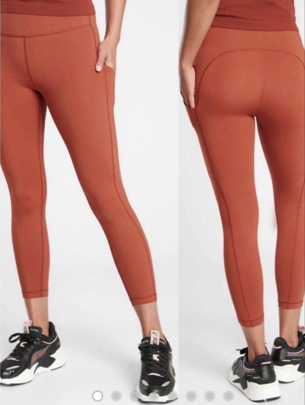 Athleta Ultimate Stash Pocket 7/8 Tight Oxford Rust High Rise Size S *EUC